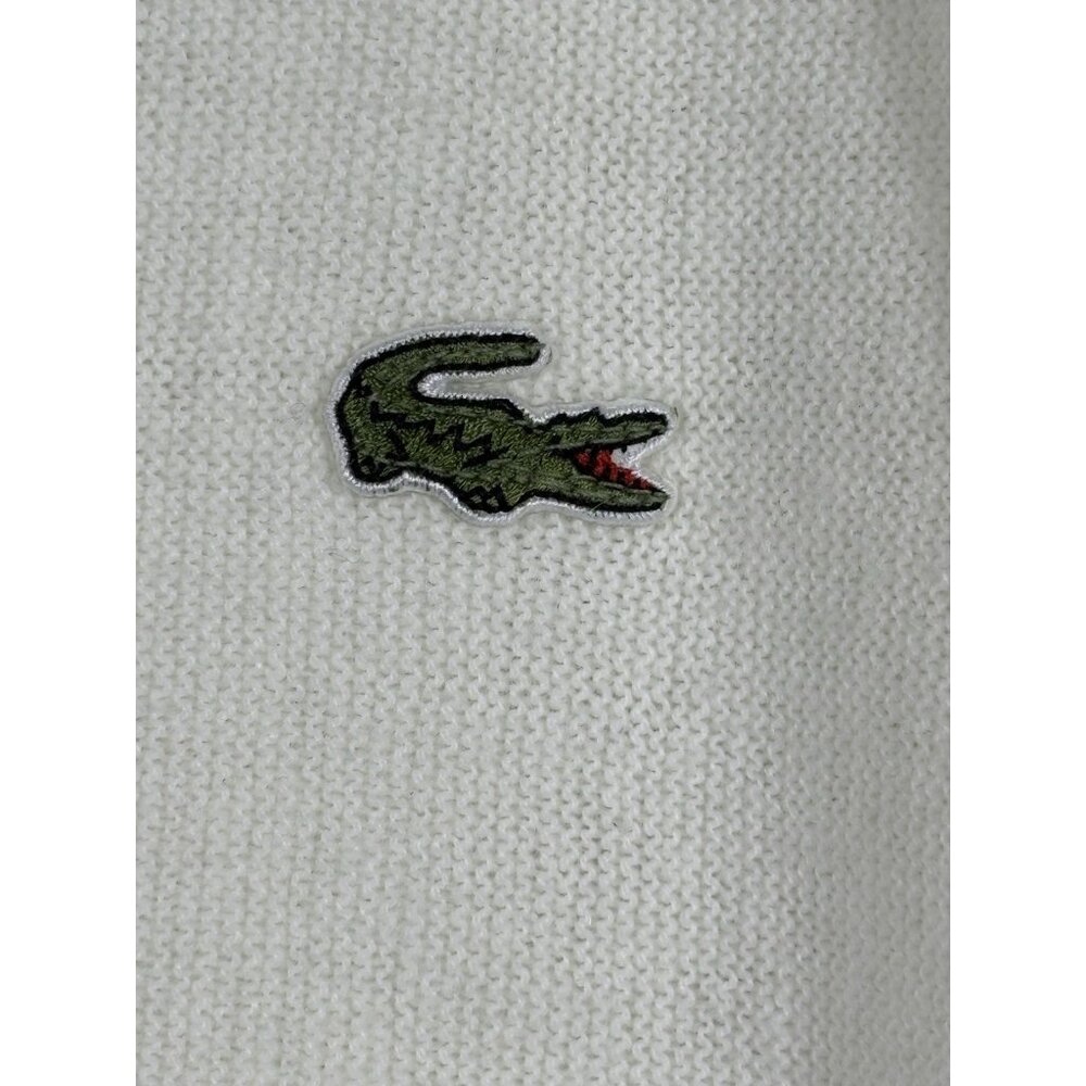 VTG Izod‎ Lacoste Mens L White Cardigan Orlon Made USA 80s Preppy Old Money - Picture 4 of 11